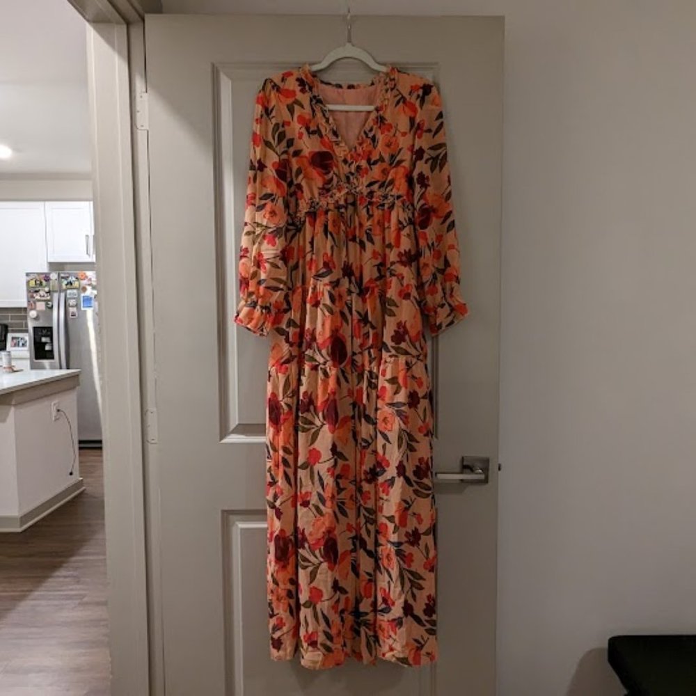 Wild Lotus Ruffle Tiered Maxi Dress - Size SM 0-4